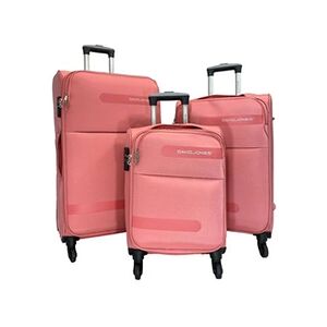 David Jones Lot de 3 valises dont 1 valise cabine souples Rose - Publicité