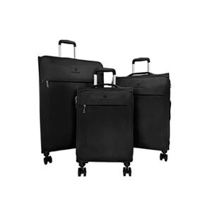 David Jones Lot de 3 valises dont 1 cabine souples extensibles Noir - Publicité