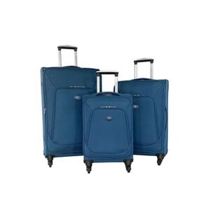 David Jones Lot de 3 valises souples extensibles dont 1 cabine Bleu - Publicité