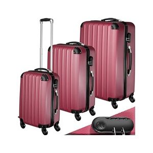 TECTAKE Set de 3 Valises Trolley Rigides - ABS - rouge - Publicité