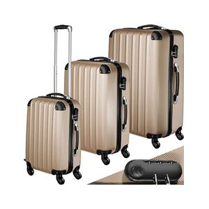 TECTAKE Set de 3 Valises Trolley Rigides - ABS - champagne - Publicité