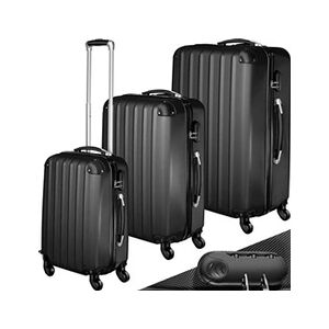 TECTAKE Set de 3 Valises Trolley Rigides - ABS - noir - Publicité