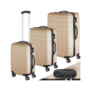 TECTAKE Set de 3 Valises Trolley Rigides - champagne - Publicité