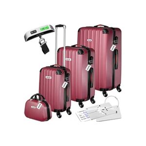 TECTAKE Set de valises rigides Cleo 4 pièces avec pèse-valise - rouge bordeaux - Publicité