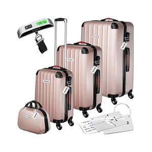 TECTAKE Set de valises rigides Cleo 4 pièces avec pèse-valise - or rose - Publicité