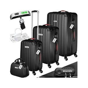 TECTAKE Set de valises rigides Cleo 4 pièces avec pèse-valise - noir - Publicité