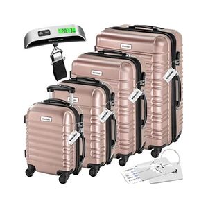 TECTAKE Set de valises rigides Mila 4 pièces avec pèse-bagages - or rose - Publicité