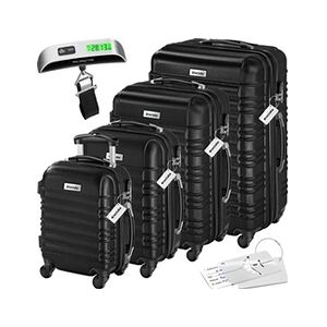 TECTAKE Set de valises rigides Mila 4 pièces avec pèse-bagages - noir - Publicité