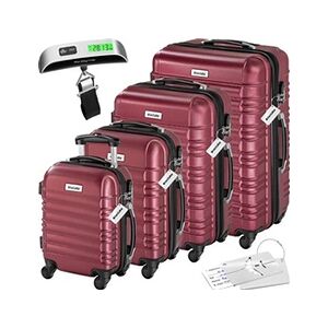 TECTAKE Set de valises rigides Mila 4 pièces avec pèse-bagages - rouge bordeaux - Publicité