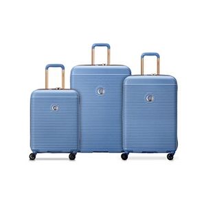 Delsey PARIS - FREESTYLE - Set de 3 valises rigides 55cm/ 66,5cm/ 76cm - Bleu ciel - Publicité