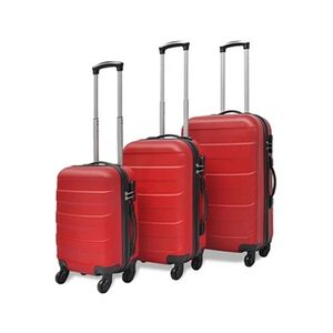 VIDAXL Jeu de Valise rigide 3 pièces Rouge Ensemble valise trolley à coque - Publicité