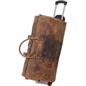 Vintage Goat leather Bags 24 pouces en cuir véritable Trolly Duffel voyage nuit week-end sac en cuir sport Gym Duffel bagages sac de voyage pour hommes et femmes - Publicité