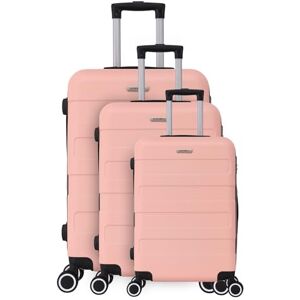 TROLLEY ADC Set de 3 Valises Rigides Cabine 55x34x23cm, Moyenne 65x41x26 cm et Grande 75x46x28 cm 4 Doubles Roues Silencieuses Maniables et Étanches Collection Tropic Rose Saumon - Publicité