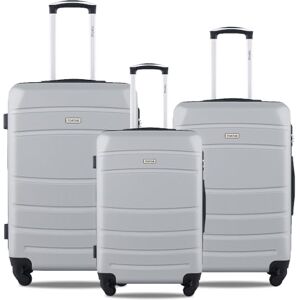 TORTUE Lot de 3 valises,Valise de Voyage,Coque Rigide ABS, Trolley Set de Valises, Serrure à Glissière Incluse, Rulettes 360°(55 cm, 65 cm, 75 cm) (Silver) - Publicité