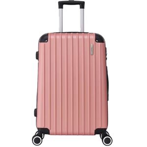 TROLLEY ADC Valise Cabine 55x34x23 Rigide, Légère 2,5 Kg 39 litres 4 Doubles Roues Silencieuses Maniable, Pratique et Étanche Collection Corner Rose Gold - Publicité