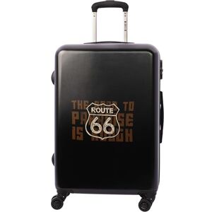 Route 66 Bagage Cabine 66x44x24-59L Valise Moyenne Extensible Compatible avec Les Compagnies Aériennes Valise à Main Légère et Rigide 4 Roues (Noir) - Publicité