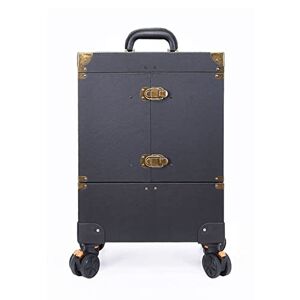 SONAXO Valise de maquilleur d'ongles, Valise à roulettes, Grande boîte de Rangement Pliable pour cosmétiques, Valise à roulettes rétro (Argento 36.5 * 48 * 24.5cm) - Publicité