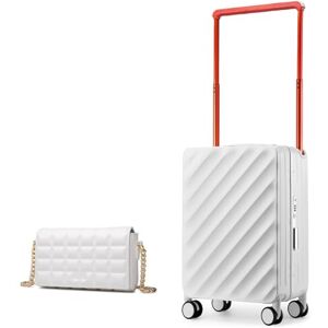 Sea choice Bagages Trolley Rigide Valise de Voyage avec Bouton De Rebond Large Chariot 8 Roues Silencieuses Serrure TSA Ensembles De Bagages pour Les Vacances (Blanc) - Publicité