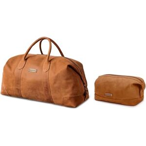 DRAKENSBERG Weekender David Sac de voyage en cuir pour homme et femme au design vintage extensible 60 l, Lot de 2 sacs marron cognac, Taille unique, rétro - Publicité