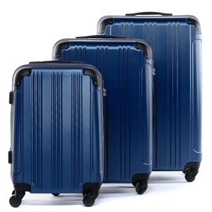 FERGÉ Set de 3 valises rigides à 4 roulettes QUÉBEC   Lot de 3 Trolley Voyage   Ensemble de Bagages Bleu - Publicité