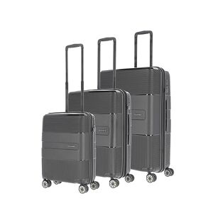 travelite set de valises à 4 roues, 3 pièces, coque dure, tailles L/M/S avec serrure TSA, série de bagages WAAL : trolleys stables avec doublure intérieure recyclée - Publicité