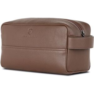 VON HEESEN Trousse de toilette pour homme et femme, marron foncé, 1 compartiment principal - Publicité