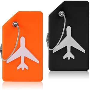 flintronic Lot de 2 Étiquettes de bagage en Silicone avec carte d'identité, Étiquettes de Valise de Bagage en silicone avec Cordes en Acier Inoxydable, Étiquettes d'étiquette de Sac à Main - Publicité