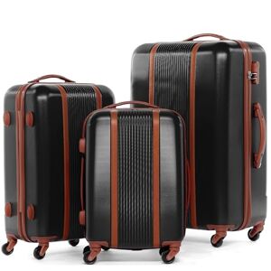 FERGÉ Set de 3 valises rigides à 4 roulettes Milano   Lot de 3 Trolley Voyage   Ensemble de Bagages Noir - Publicité