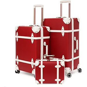 NZBZ Ensemble de Bagages légers en Cuir Fait à la Main avec Serrure TSA à Combinaison, poignée télescopique, 4 Roues et Set de 3 valises de Tailles S-M-XL (Rouge, S&M&XL) - Publicité