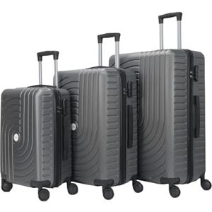 HOMEROKK PARIS Lot de 3 Valises 20"/24"/28" I Coque Rigide en ABS I Serrure à Code I 4 Roues à 360° I (Argent) - Publicité