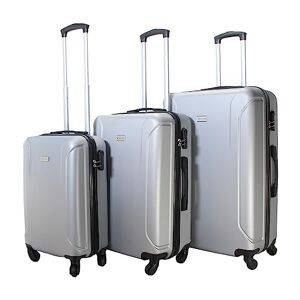 VERTICAL STUDIO Lot de 3 valises de voyage 20" 24" 28" avec chiffres et cadenas en plastique (ABS) 4 roulettes, Argent Linköping, Valise bagage à main - Publicité