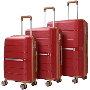 Générique Collision Valise à roulettes en polypropylène rigide avec double serrure antivol TSA, valise légère, Rouge (Pp 02), Lot de 3 - Publicité