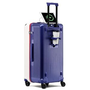 YXHYYDP Valise à roulettes Durable, Valise à Coque Rigide, Serrure TSA, Valise Trolley Rose, pour Affaires, Vacances, école (Blue White 37inch) - Publicité