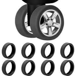 CLKE 8 Pcs Enjoliveur de roue de bagage en Silicone pour Compartiment à Bagages, Réduisent le Bruit, Housse Protege Valise, Housse de Protection pour Bagage à Deux Roues (noir) - Publicité