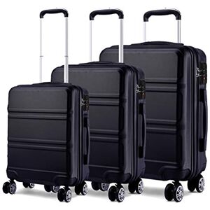 Kono Set 3 Valises Voyage Rigide léger Ensemble de Bagages Trois pc 4 Roues Trolley 360 degrés Bagage Cabine (Noir) - Publicité