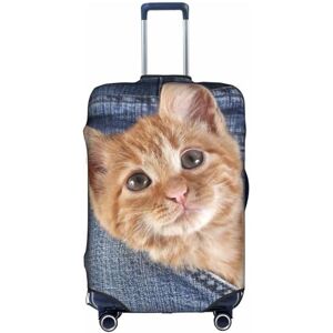 Aotmany Housse de bagage de voyage noire pour bagage de 45,7/61/71,1/81,3 cm, housse de protection élastique avec fermeture éclair dissimulée pour valise à roulettes approuvée par la TSA, Chat amusant - Publicité