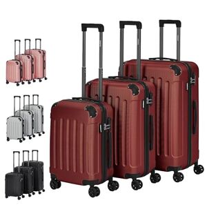 Arebos Lot de 3 valises de Voyage I Coque Rigide en ABS I Set de valises à roulettes I Poignée télescopique I avec Fermeture éclair Roues à 360° I M-L-XL   Rouge - Publicité