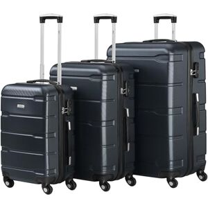 Zelsius Set de valises   Valise rigide en ABS avec serrure à combinaison, 4 roulettes et cloison intérieure   Valise à main, valise rigide Lot de 4 pièces Trolley, grande valise, anthracite, 3 - Publicité