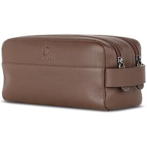 VON HEESEN Trousse de toilette pour homme et femme, marron foncé, 2 compartiments principaux - Publicité