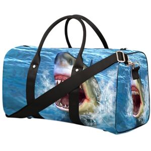 TropicalLife Grand sac de voyage motif requin blanc pour femmes, hommes, enfants, filles, garçons, 22,7 L, sac fourre-tout pour le sport, la gym, les voyages, couleur, 22.7 L, Organiseur de sac - Publicité