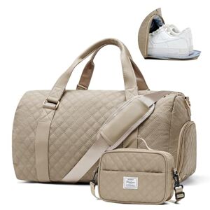 BOXSAM Sac de Voyage pour Femmes, Sac fourre-Tout de Sport pour Homme Blanc cassé, Imperméable Sacs de Week-End, Sac de Sport de Gym Sac d'Hôpital avec Compartiment à Chaussures Sac Humide Séparé. Publicité