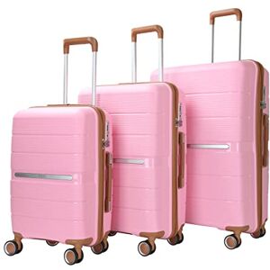 Générique Collision Valise à roulettes en polypropylène rigide avec double serrure antivol TSA, valise légère, Rose (Pp 02), Lot de 3 - Publicité