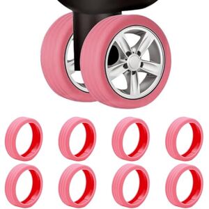 CLKE 8 Pcs Enjoliveur de roue de bagage en Silicone pour Compartiment à Bagages, Réduisent le Bruit, Housse Protege Valise, Housse de Protection pour Bagage à Deux Roues (rose) - Publicité