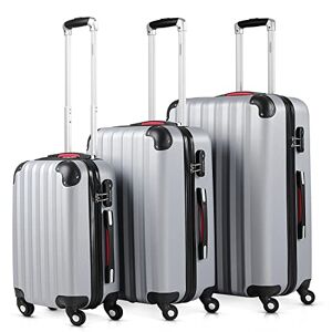 Monzana® Lot de 3 valises rigides Argent M/L/XL 4 Roues 360° Poignée télescopique Cadenas à Combinaison Valise à roulettes - Publicité