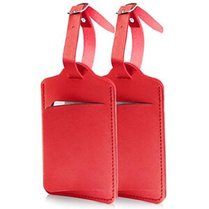 flintronic® Étiquettes de Bagage, 2PCS Étiquettes d'identification de Valise, Étiquettes d'étiquette de Sac à Main, Étiquettes de Valise de Bagage, pour Prévenir la Perte des Sacs et Valises Rouge - Publicité