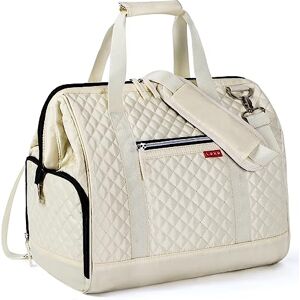 Lekesky Sac de Voyage Femme 33L Léger et Petit Sac Weekend Sac de Sport pour Cabine Avion Sac Maternité, Grande Ouverture(Blanc Cassé Matelassé) - Publicité