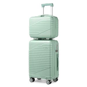 Sea choice Set de Bagages Lot de 2 Valises Trolley Valise Rigide à roulettes Con Vanity Case 8 Roues 360° Poignée Télescopique Verrouillage TSA Set de Valises 12/20,Vert Matcha - Publicité