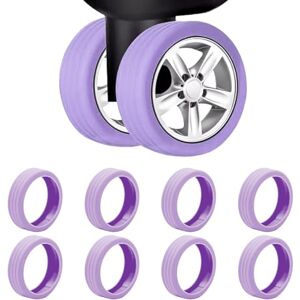 CLKE 8 Pcs Enjoliveur de roue de bagage en Silicone pour Compartiment à Bagages, Réduisent le Bruit, Housse Protege Valise, Housse de Protection pour Bagage à Deux Roues (violet) - Publicité