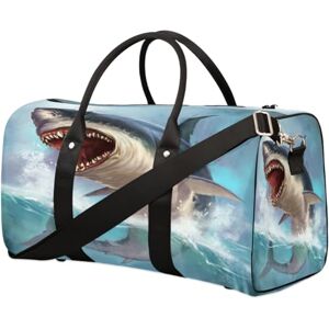 TropicalLife Sac de voyage Sea Shark pour femmes, hommes, enfants, filles, garçons, grand requin blanc, 22,7 L, sac fourre-tout pour le sport, la gym, les voyages, couleur, 22.7 L, Organiseur de sac - Publicité