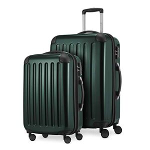 HAUPTSTADTKOFFER Alex Lot de 2 valises rigides Brillantes Valise Moyenne 65 cm + Bagage à Main 55 cm, 74 + 42 litres, TSA, Vert forêt, 65 cm, Ensemble de valises - Publicité